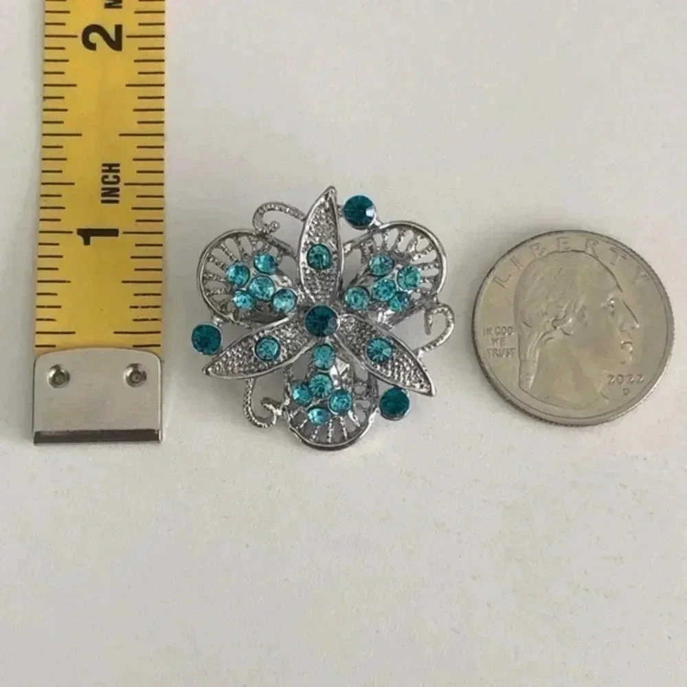 3 for $25/ Elegant Blue Gemstone Silver Sweater Brooch Lapel Pin 3 NWT